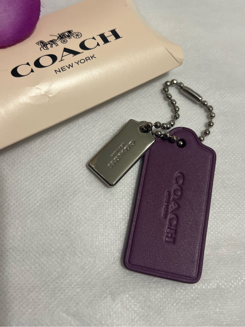 NWOT Coach New York hangtag lot Keychain in Purple and silver - Picture 1 of 5